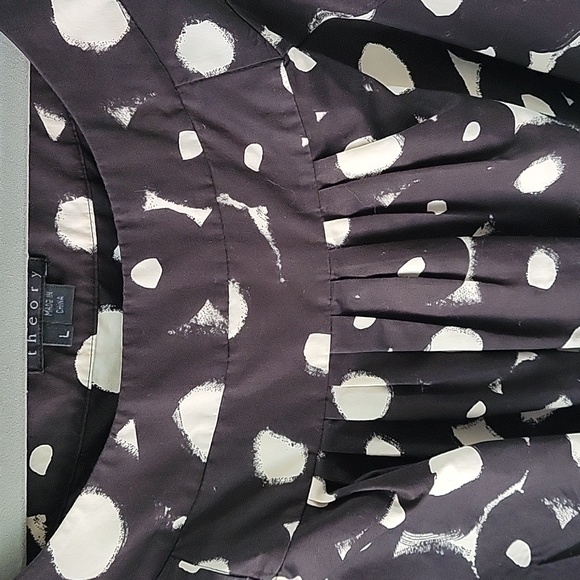 Theory Teala Tangiers Black White Large Circle Graphic‎ print sleeveless Top - Picture 5 of 8